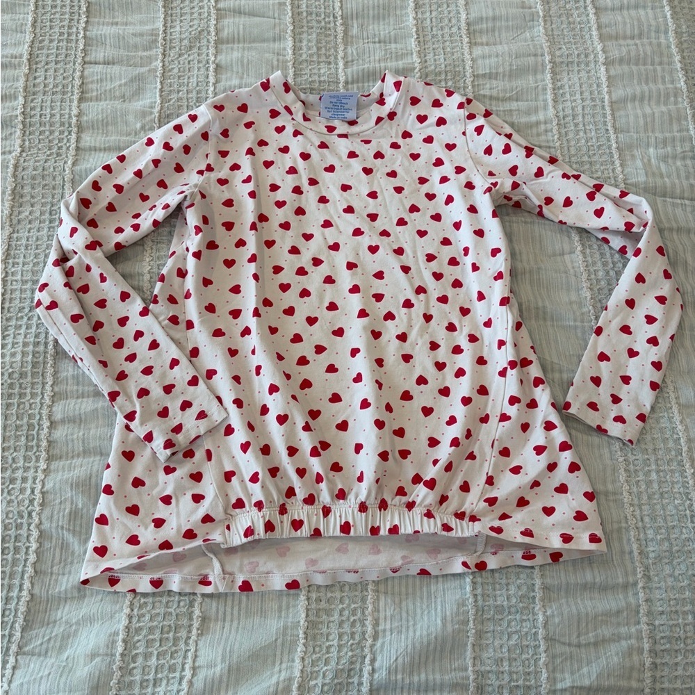 Eyelet & Ivy Girls Valentine’s Day Long‎ Sleeve Heart Top White Size 10 GUC